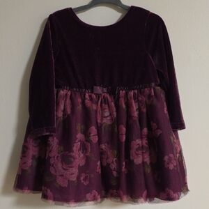George Velvet Purple Floral Kids Dress